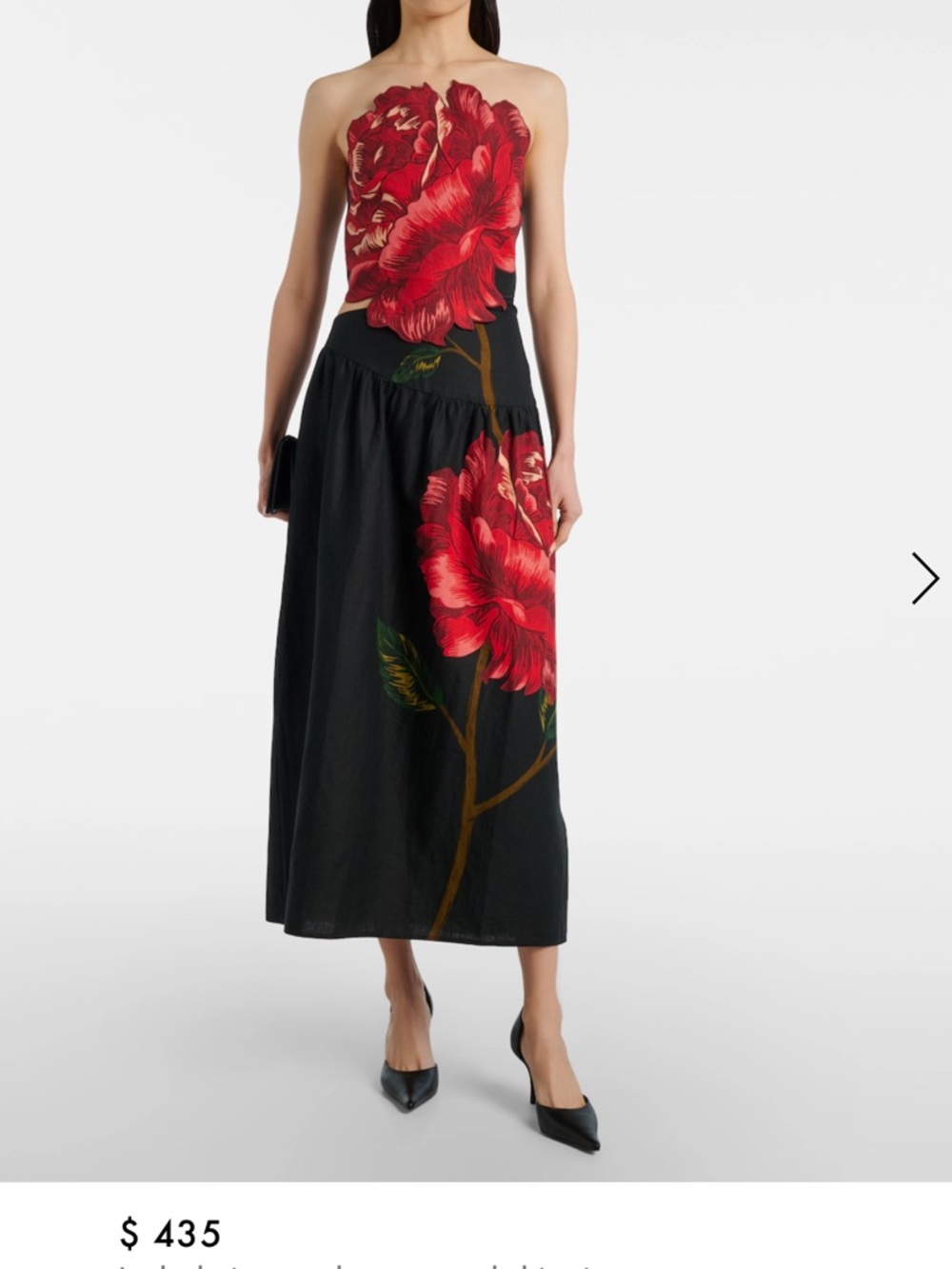 Farm Rio Floral Appliqué cutut Linen Blend dress